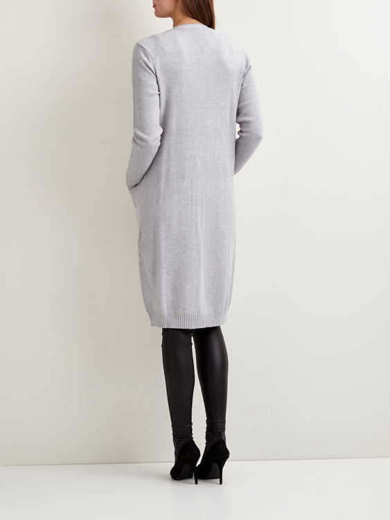 Viril lang strikket cardigan - Light Grey melange